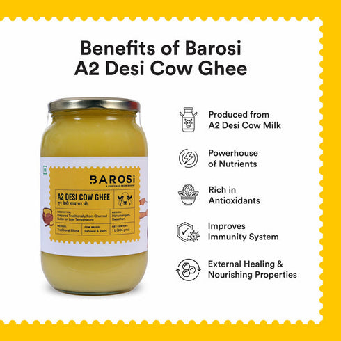 Barosi A2 Desi Cow Ghee 1 Ltr